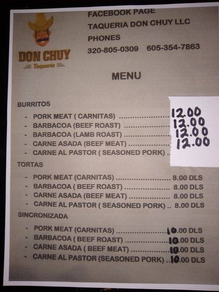 Don Chuy Taqueria Menu pg 2