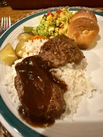 The meal the first night was zebra steaks.... yummm