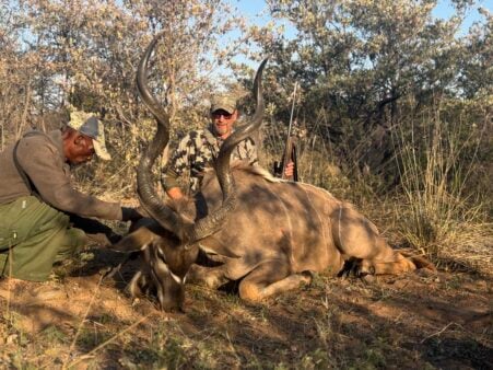 Oupa and Gerhard went out of their way with EVERY. SINGLE. ANIMAL. to ensure that the posing was the best it could be. Here Oupa was proping the neck of the kudu with a stick.