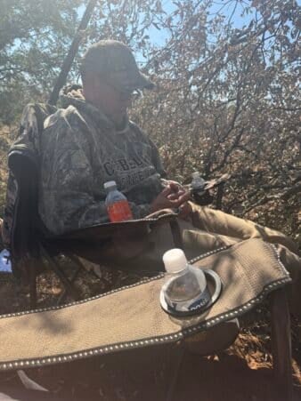 Dad taking a catnap in the blind.