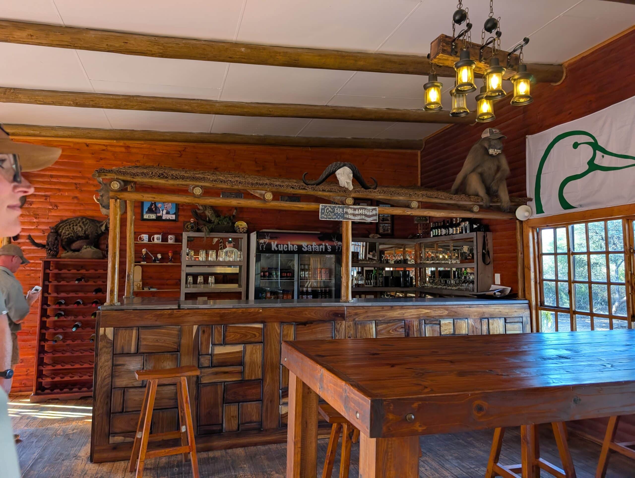 Lodge bar at Kuche Safaris north camp.